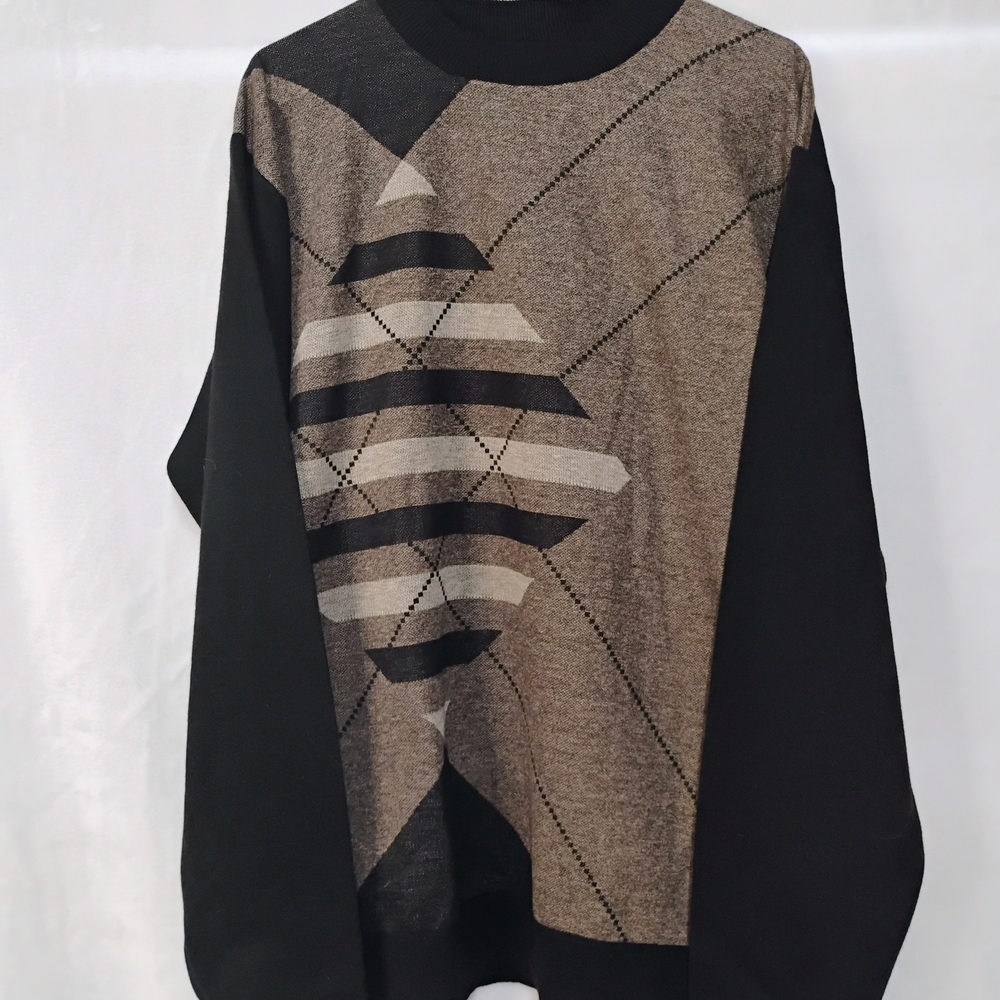 Ballantrae Edinburgh Mens‎ XXL Sweater Geometric Argyle Brown Black Pullover L